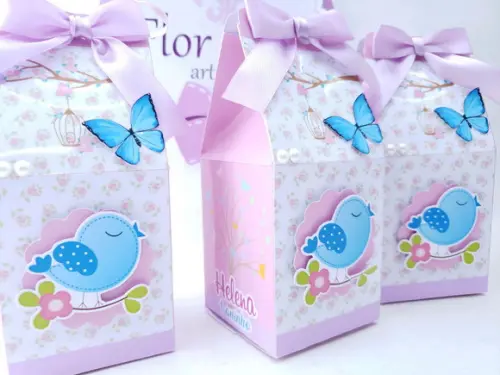 Caixa Milk Personalizada Jardim Encantado Passarinho e Borbo