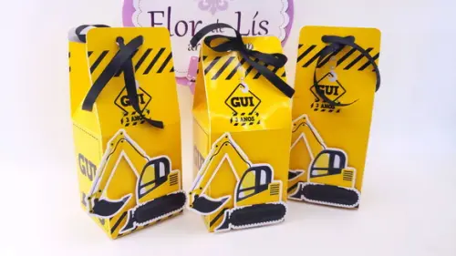 Caixa Milk Personalizada Obras Construção e Tratores