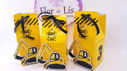 Caixa Milk Personalizada Obras Construção e Tratores
