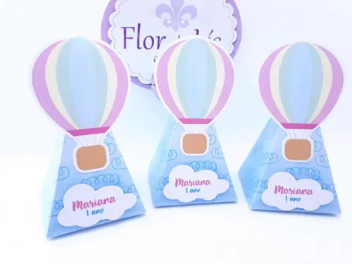 Caixa Pirâmide Balão Menina Rosa