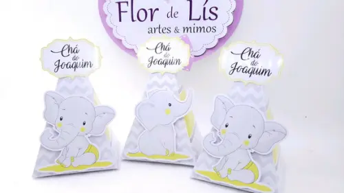 Caixa Pirâmide Elefantinho Chá de Bebê