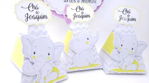 Caixa Pirâmide Elefantinho Chá de Bebê