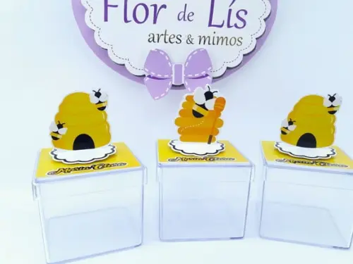 Caixinha Acrilica 3d Festa Abelhinha Personalizada