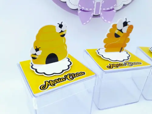 Caixinha Acrilica 3d Festa Abelhinha Personalizada