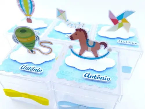 Caixinha Acrílica Brinquedos Antigos 5cm