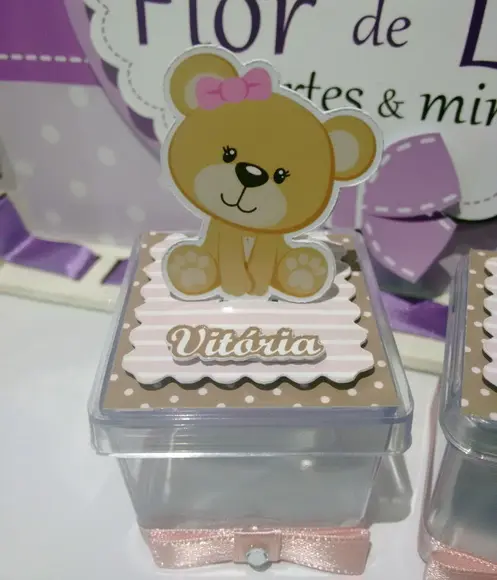 Caixinha Acrílica Ursinha 3d