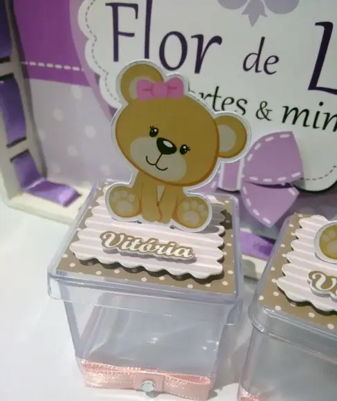 Caixinha Acrílica Ursinha 3d