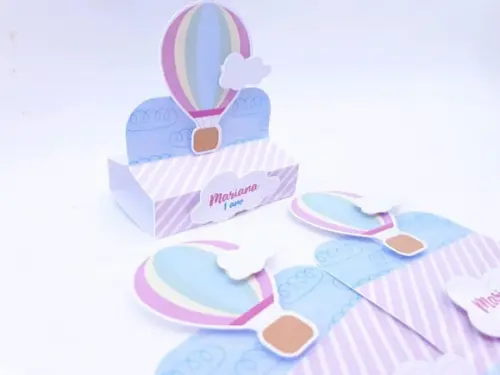 Caixinha Chocolate Duplo Balões Rosa Menina
