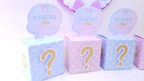 Caixinha Cubo Chá Revelacão Menino ou Menina