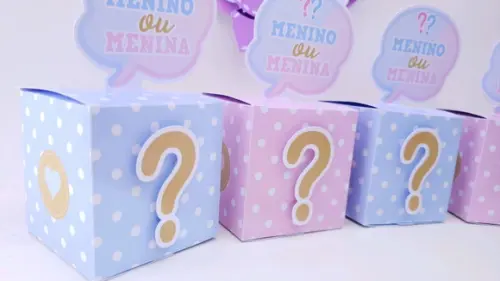 Caixinha Cubo Chá Revelacão Menino ou Menina
