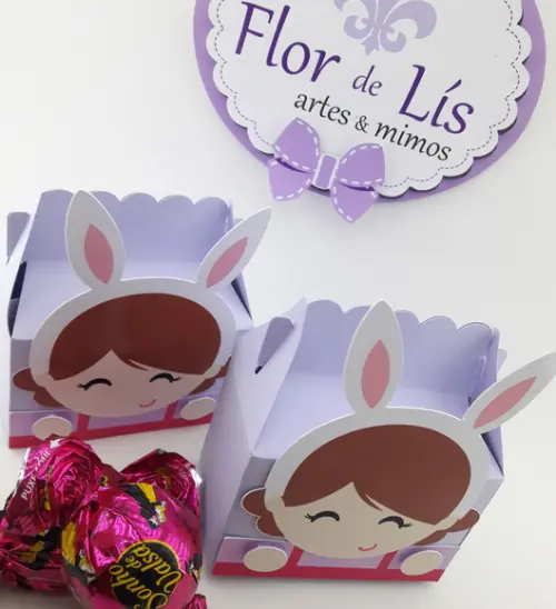 Caixinha Maleta Páscoa Coelhinha Cute Lembrancinha