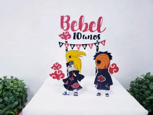 Cake Topper Akatsuki Deidara e Tobi Topo Bolo