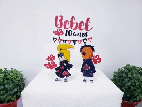Cake Topper Akatsuki Deidara e Tobi Topo Bolo
