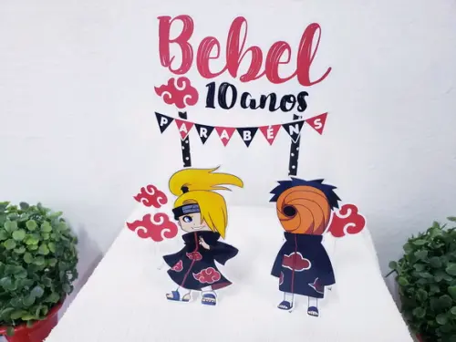 Cake Topper Akatsuki Deidara e Tobi Topo Bolo