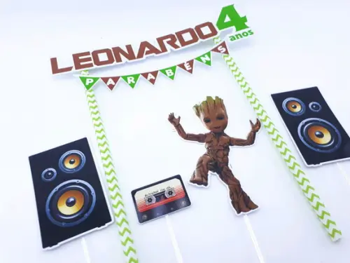 Cake Topper Baby Groot Guardiões Topo Bolo