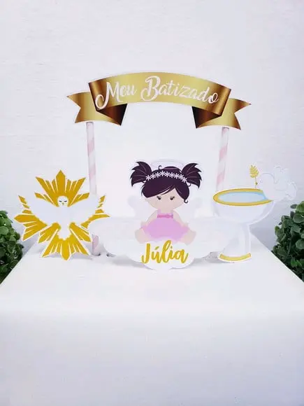 Cake Topper Batizado Menina Topo Bolo