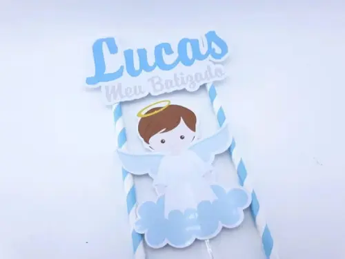 Cake Topper Batizado Menino Topo Bolo