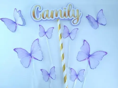 Cake Topper Borboletas Jardim Encantado Topo de Bolo