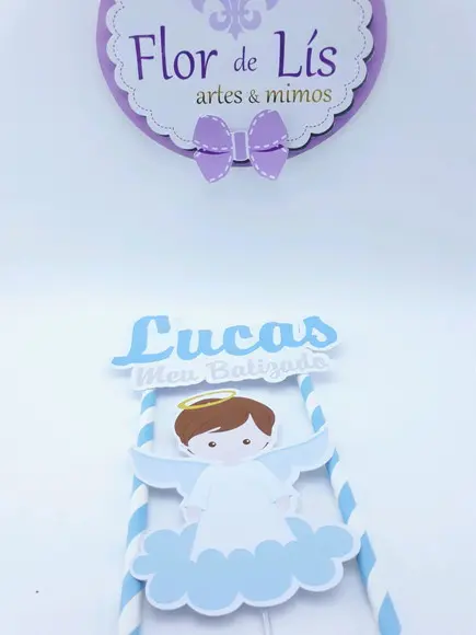 Cake Topper Batizado Menino Topo Bolo