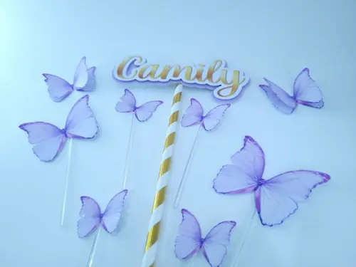 Cake Topper Borboletas Jardim Encantado Topo de Bolo