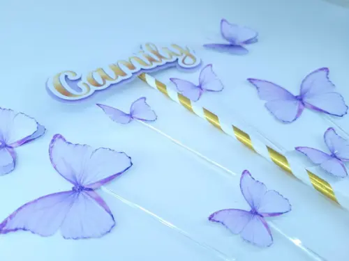Cake Topper Borboletas Jardim Encantado Topo de Bolo