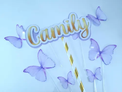 Cake Topper Borboletas Jardim Encantado Topo de Bolo