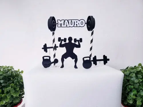 Cake Topper Fitness Academia Topo Bolo