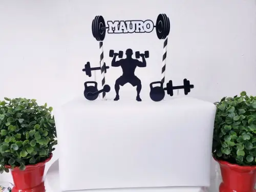Cake Topper Fitness Academia Topo Bolo
