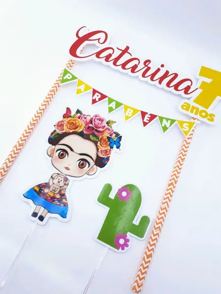 Cake Topper Frida Kahlo México Topo Bolo