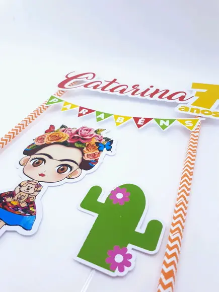 Cake Topper Frida Kahlo México Topo Bolo
