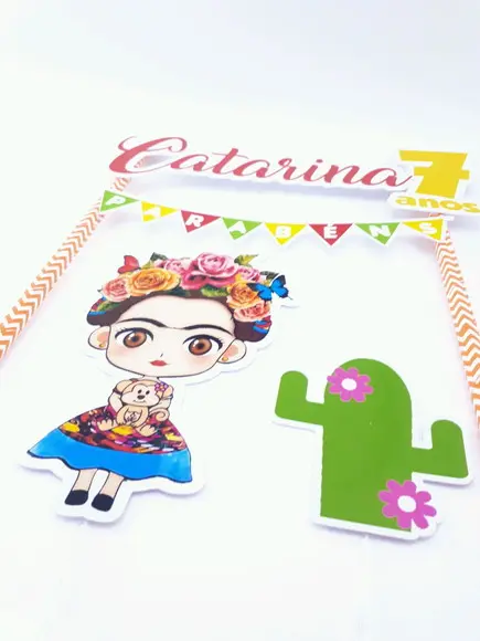 Cake Topper Frida Kahlo México Topo Bolo