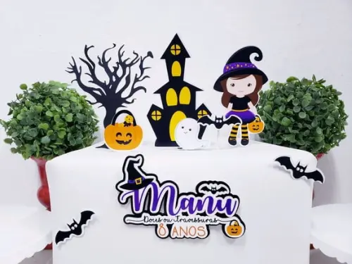 Cake Topper Halloween Bruxinha Topo Bolo