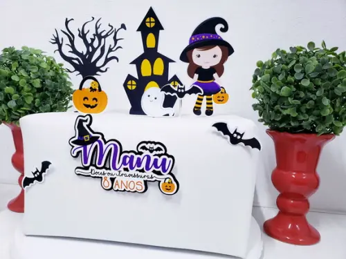 Cake Topper Halloween Bruxinha Topo Bolo