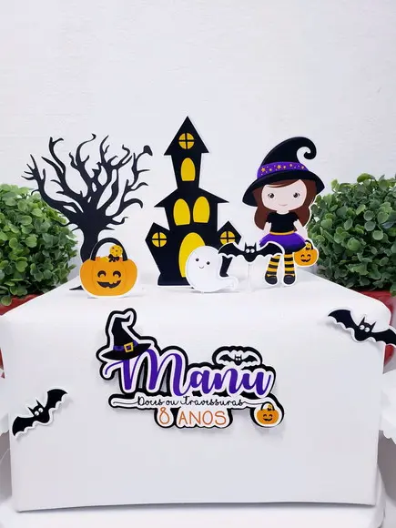 Cake Topper Halloween Bruxinha Topo Bolo