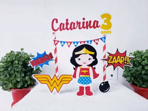 Cake Topper Mulher Maravilha Topo Bolo