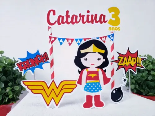 Cake Topper Mulher Maravilha Topo Bolo