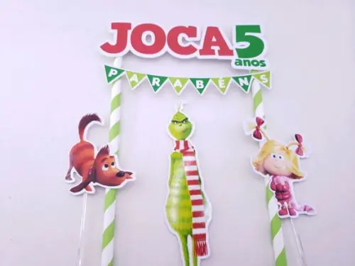 Cake Topper o Grinch Topo Bolo