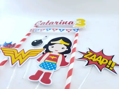 Cake Topper Mulher Maravilha Topo Bolo