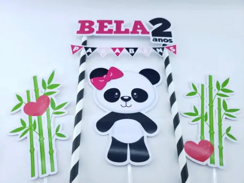 Cake Topper Panda Menina Topo Bolo