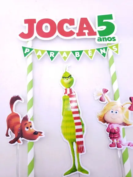 Cake Topper o Grinch Topo Bolo