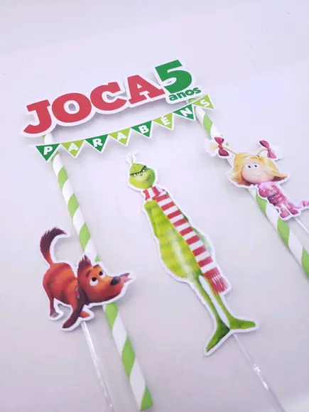 Cake Topper o Grinch Topo Bolo