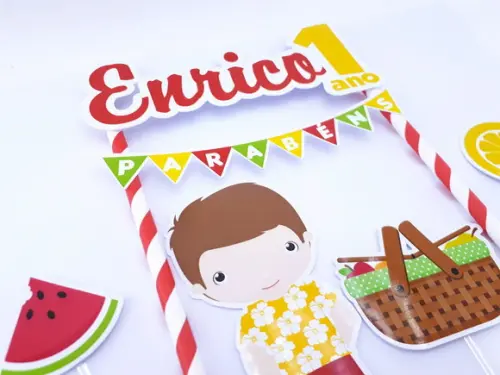 Cake Topper Picnic Menino Topo Bolo