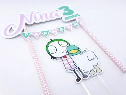 Cake Topper Sarah e o Pato Topo Bolo