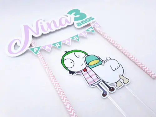 Cake Topper Sarah e o Pato Topo Bolo