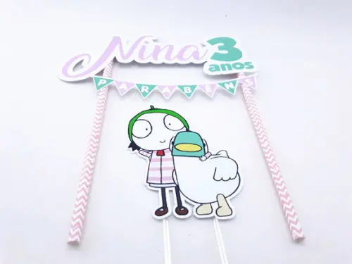Cake Topper Sarah e o Pato Topo Bolo