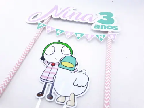 Cake Topper Sarah e o Pato Topo Bolo