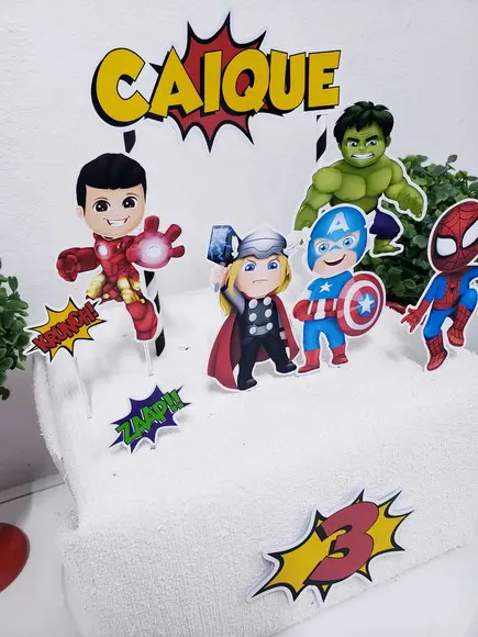 Cake Topper Super Heróis Cute Topo Bolo
