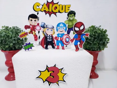 Cake Topper Super Heróis Cute Topo Bolo