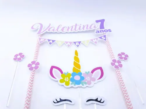 Cake Topper Unicórnio Chifre Topo Bolo