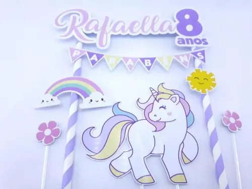 Cake Topper Unicórnio Topo Bolo